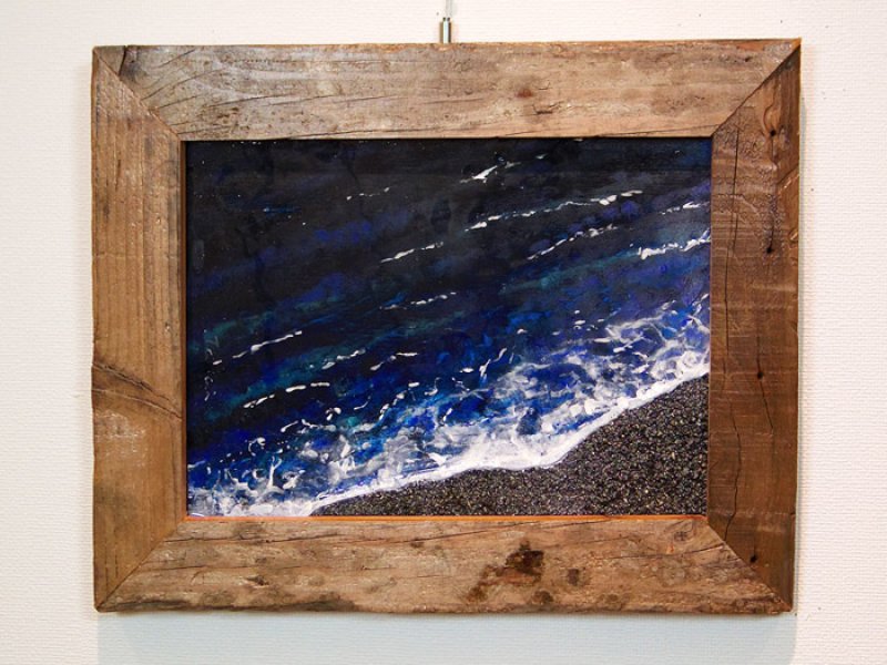 画像1: 廃材の額、劣化した板と海の絵I（絵画）