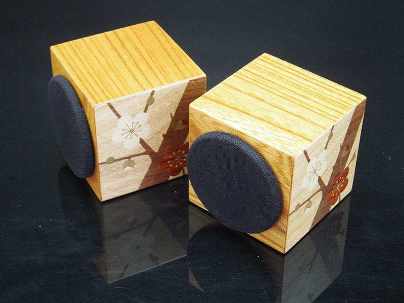 画像5: 木象嵌、本欅　寄木細工キューブスピーカーHC-TY090　≪ペア≫